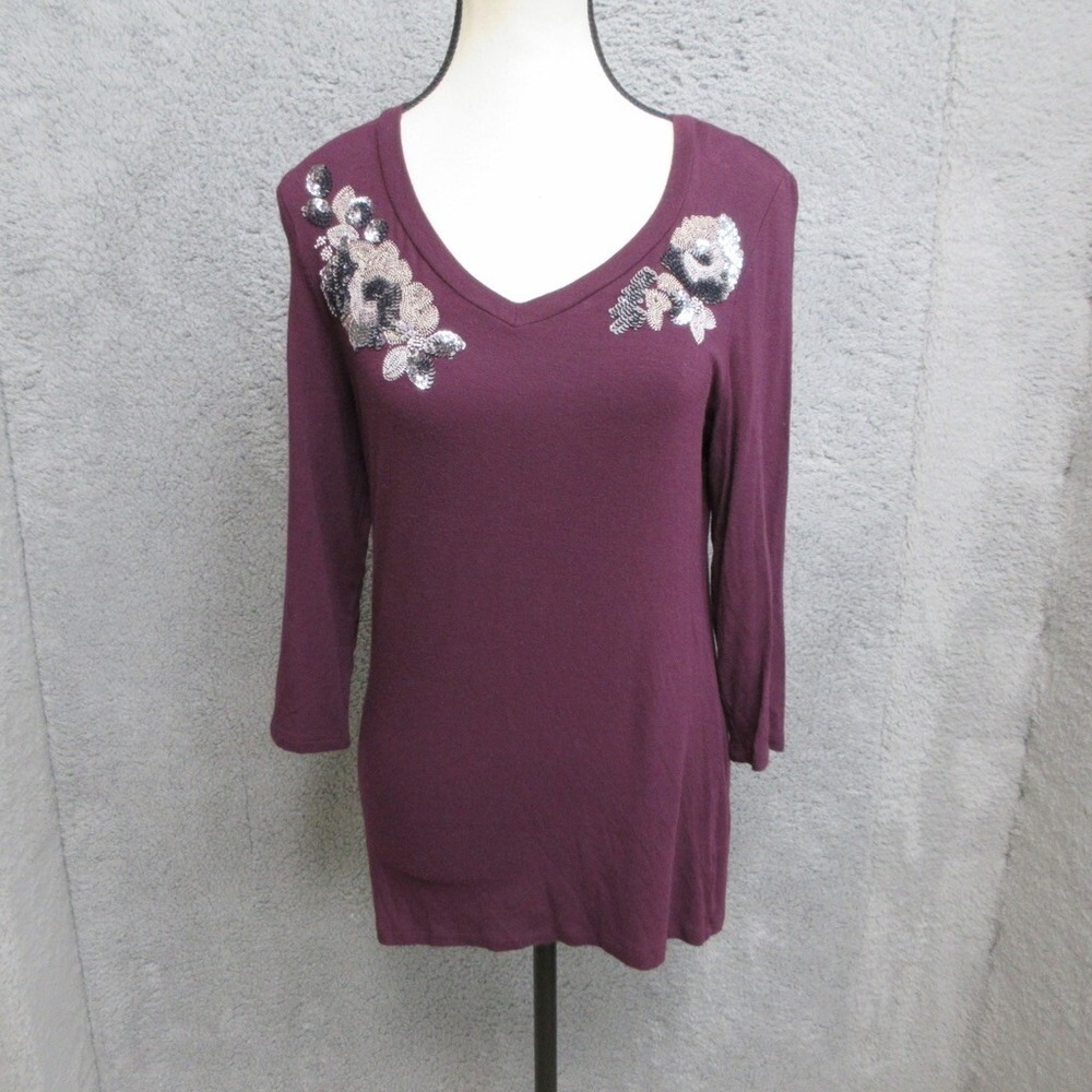 Fenn‎ Wright Manson Sequins Shirt Women M Red Dark Romance Boho Chic Dramatic - Picture 3 of 16